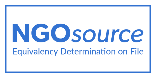 Welcome! When the Equivalency Determination on File “badge” is displayed on an organization's website, it means that the organization was at one time determined by NGOsource to be equivalent to a U.S. public charity or government instrumentality for a specific funder during a specific period of time.