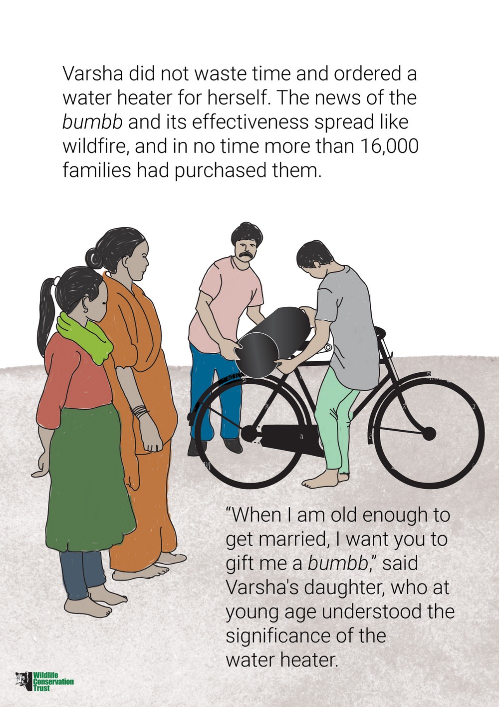 The Bumbb Story - One of WCT’s flagship community interventions in Chandrapur District, Maharashtra, has been the Water Heater Project that is focused on not just reducing firewood consumption, but also forest degradation, the drudgery of women and their exposure to harmful smoke, and above all, human-carnivore conflict. The development of an energy-efficient, biomass-fuelled water heater, locally called the ‘bumbb’, has become a prized possession for thousands of rural households in Chandrapur.